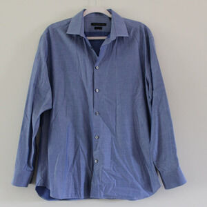 John Varvatos Men's Button Down Long Sleeve Dress Shirt Blue Cotton‎ 16.5 Medium